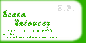 beata malovecz business card